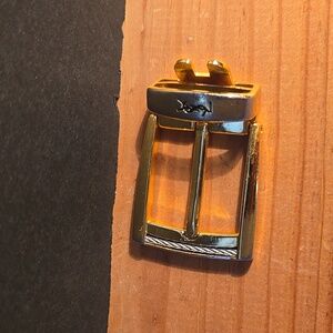 VTG YSL YVES SAINT LAURENT GOLD PLATED BRASS SILVER CABLE ACCENT BELT BUCKLE